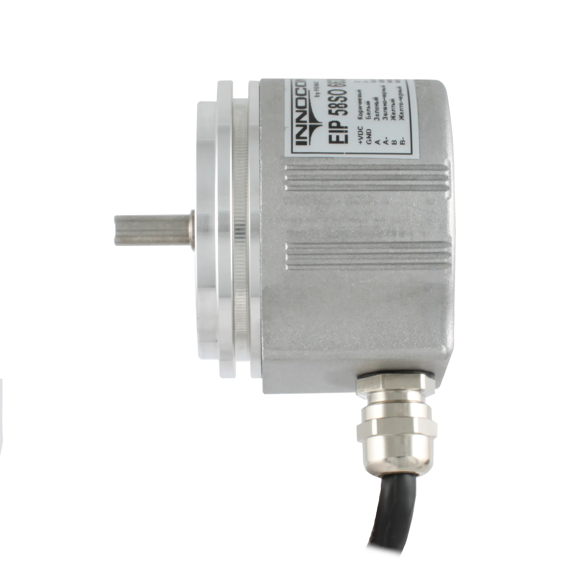 Инкрементальный программируемый энкодер D=58мм, выступающий вал 6мм, сервофланец, 3000 имп/об, 5…30VDC, выход TTL/HT