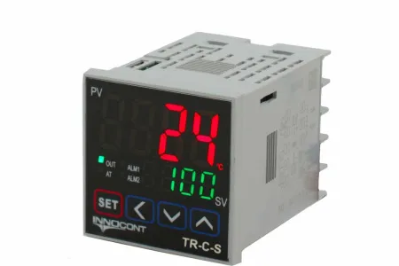 INNOCONT Температурный контроллер, 2 дисплея, 4 разряда, 48x48x60 мм, 2 аварийных выхода, 110-220VAC, выход: 4-20 мА + твердотельное реле TR-C-S