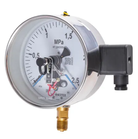 Вакуумметры, мановакуумметры, манометры электроконтактные пылевлагозащищенные ДВ2005ф, ДА2005ф, ДМ2005ф IP54(IP65) (Диаметр: 160 мм)