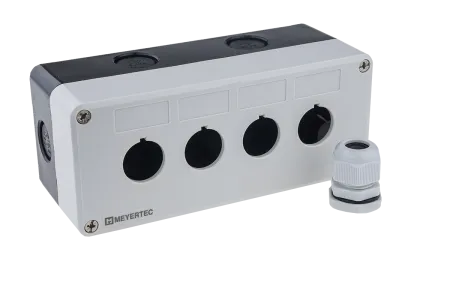 Корпус кнопочного поста, 4 отверстия, серый, IP54