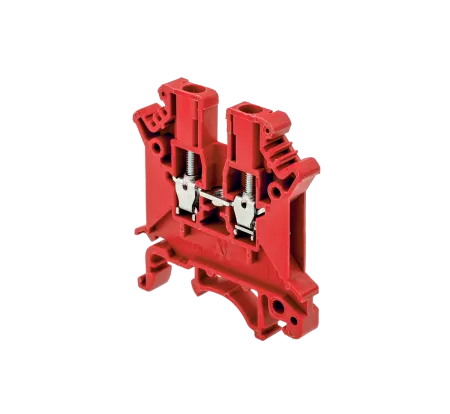 Клемма винтовая проходная, 2.5 мм², красная